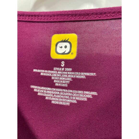 Wonderwink Top Size Small Under Scrubs Shirt Layers Crewneck Long Sleeve Wine - Picture 4 of 7